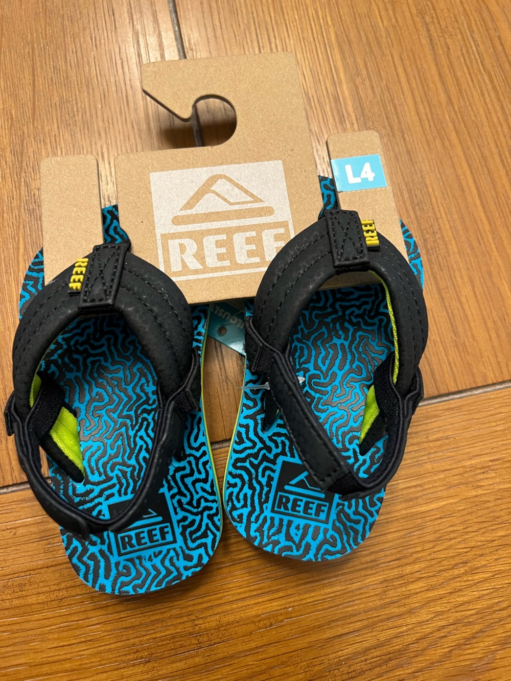 Reef toddler Black and Teal Patterned Strap Sandals